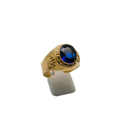 Anillos Oro 18kts Hombre Corona Sello Con Piedra 7,9 Oval
