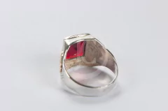 Anillos Plata Y Oro 18kts Hombre Corona Sello Con Piedra - - Joyas Center