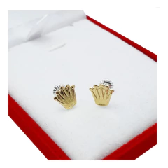 Aros Plata Y Oro 18kts Corona Joyas - - comprar online
