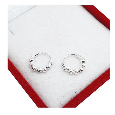 Aros De Plata 925 10 Mm Cubanos Argolla Con Bolitas - - comprar online