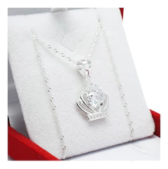 Conjunto Corona Plata 925 + Cadena 45cm Regalo Mujer