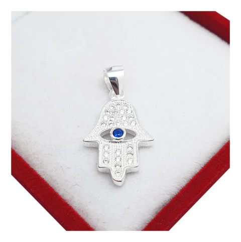 Dije Mano De Fatima 925 Mujer Con Piedras Elegante Ojo -