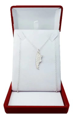 Conjunto Plata 925 Cadena y Dije Argentina Plata 925 Con Provincias En Relieve