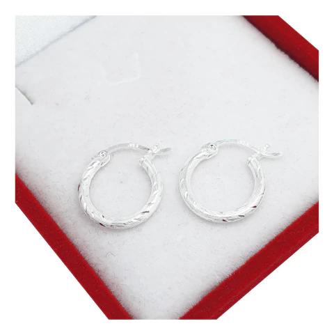Aros De Plata 925 Facetados 10mm Cierre Italiano - - comprar online