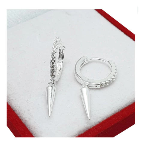 Aros Plata 925 Italiano Argolla 10mm Colgante Piedras - - comprar online