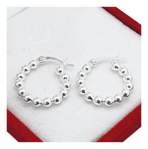 Aros De Plata 925 Bolitas 18mm 2,5gr Cierre Italiano - - comprar online