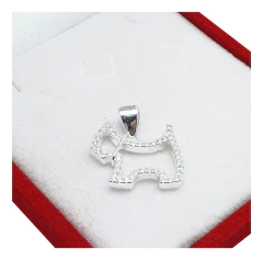 Dije Plata 925 Perro Calado Con Piedras Mascota Animales -