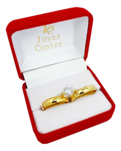 ALIANZAS ORO 18K 7 GRAMOS EL PAR GRABADO CON CINTILLO PLATA Y ORO Y ESTUCHE DE PANA - comprar online