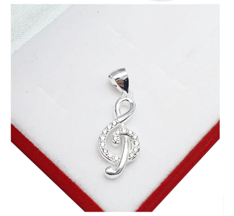 Dije Plata 925 Clave De Sol Con Piedras C1397