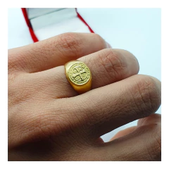 Sello Oro 18k Anillo San Benito Protector Italiano 4Grs C1719 en internet