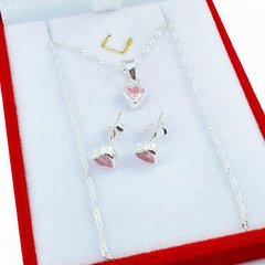 Collar De Plata Con Aros Y Piedras Cadena Corazón - 2,5Grs - en internet