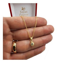 Conjunto Oro 18k Cadena Singapur Dije Piedra Cubic - 1,6Grs - comprar online