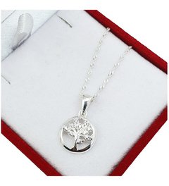 Conjunto Plata 925 Cadena Singapur + Arbol De La Vida Cubic - comprar online