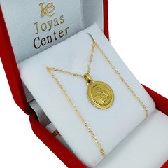 Conjunto Oro 18k Ángel de la Guarda Redondo Bautismo Comunión 1Gr - Joyas Center