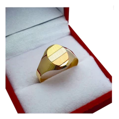 Anillo Sello Oro 18k Modelo Mesada Tricolor Encamisado 2.2g