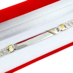 Pulsera Identidad Plata Y Oro Para Grabar Pulsera Hombre - - tienda online