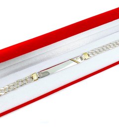 Imagen de Pulsera Identidad Plata Y Oro Para Grabar Pulsera Hombre -