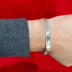 Pulsera Identidad Plata Y Oro Para Grabar Pulsera Hombre -