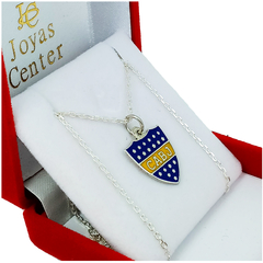 Conjunto Escudo Boca Juniors Plata 925 Cadena Forcet - - Joyas Center