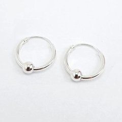 Aros cubanos con bolita - Plata 925 - 14mm - 1Grs A340 - Joyas Center