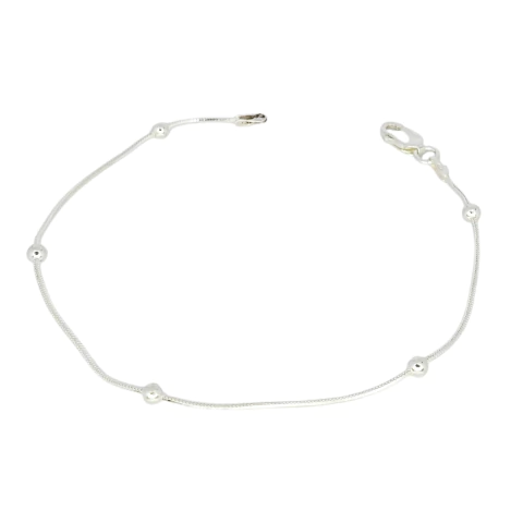 Pulsera Plata 925 Cola De Raton Con Bolitas 19.5 Cm C1999 Plateado 6.2 Cm 19.5 Cm - comprar online
