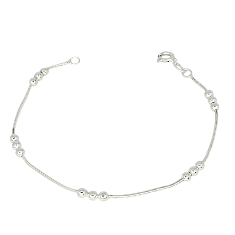 Pulsera Plata 925 Cola De Raton 3 Y 3 Bolitas 18 Cm C2002 Plateado 18 Cm 5.7 Cm - comprar online