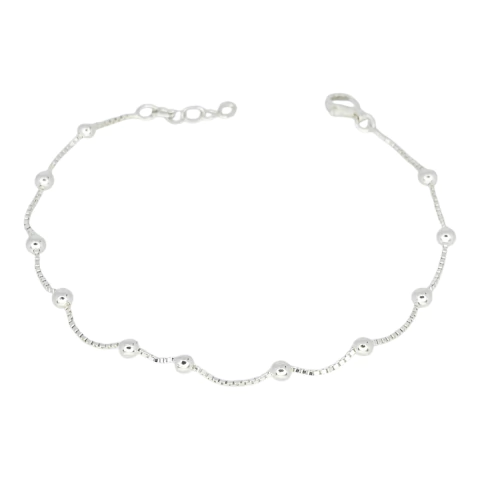 Pulsera Plata 925 Cola De Raton Con Bolitas 18/20 Cm C2005 Plateado 18 Cm 5.7 Cm - comprar online