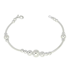 Pulsera Plata 925 Articulada Con Bolitas C2008 Plateado 5.4 Cm 17 Cm - comprar online