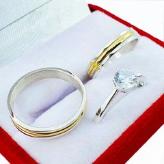 ALIANZAS DE PLATA 925 Y ORO 18K AMARILLO MODELO C35M15 CON CINTILLO DE PLATA 925 Y GRABADO DE CADA ALIANZA - comprar online