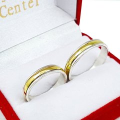 ALIANZAS DE PLATA 925 Y ORO 18K AMARILLO MODELO C4MD3 CON GRABADO DE CADA ALIANZA - comprar online