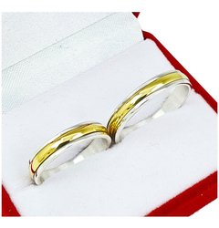 ALIANZAS DE PLATA 925 Y ORO 18K AMARILLO MODELO C4MD3 CON GRABADO DE CADA ALIANZA