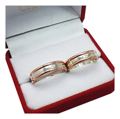 ALIANZAS PLATA 925 Y ORO 18K ROSE MODELO C5D2 CON GRABADO DE CADA ALIANZA