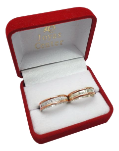 ALIANZAS PLATA 925 Y ORO 18K ROSE MODELO C5D2 CON GRABADO DE CADA ALIANZA - comprar online