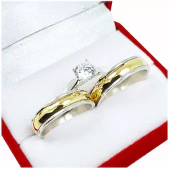 ALIANZAS DE PLATA 925 Y ORO 18K AMARILLO MODELO C5MD3 CON CINTILLO DE PLATA 925 Y GRABADO DE CADA ALIANZA en internet