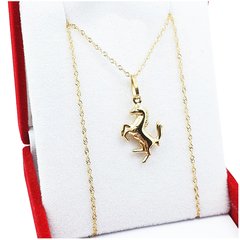 Conjunto Oro 18 K Cadena 45 Cm Dije Caballo Equitación Polo