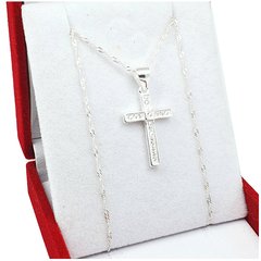Conjunto Cadena Dije Cruz Con Strass Plata 925 - 2,8Grs - - comprar online