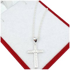 Conjunto Cadena Dije Cruz Con Strass Plata 925 - 2,8Grs - en internet