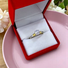 Anillo Cintillo Plata 925 Y Oro 18kts Compromiso CD20 - en internet