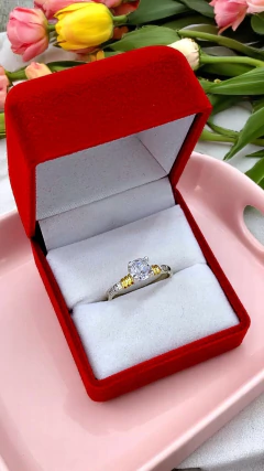 Anillo Cintillo Plata 925 Y Oro 18kts Compromiso CD20 - - tienda online