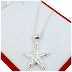 Conjunto Cadena Dije Estrella De Mar Plata 925 Con piedras - 4,3Grs - en internet