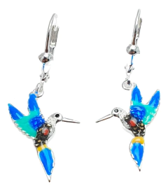 Aros Plata 925 Argolla Colibrí Picaflor Ave Regalo Mujer 3Grs -