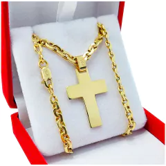 Conjunto Cadena Paris Oro 18K de 12,5 Gramos con Cruz de Oro 18K de 3 Gramos.