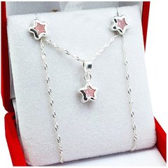 Conjunto cadena con dije y aros estrella - Cubics Swarovski - 3Grs -