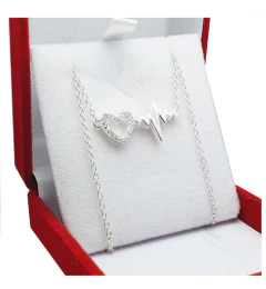 Conjunto Plata 925 Italiano Corazon Latidos Enamorados 4Grs -