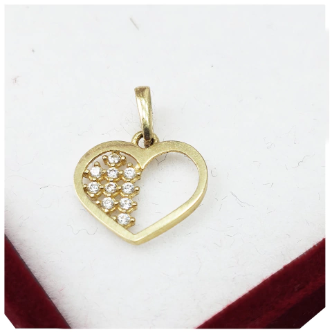 Dije Corazon Con Piedras Oro 18k