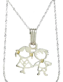 Dijes Nene Nena Plata Y Oro + Cadena 45 Cm - Joyas Center