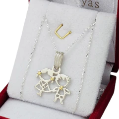 Dijes Nene Nena Plata Y Oro + Cadena 45 Cm - comprar online