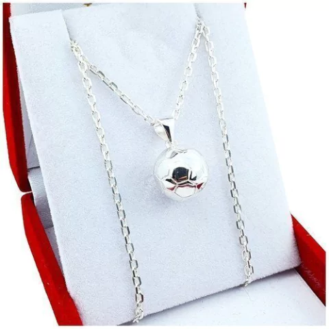 Conjunto Cadena Dije Pelota Futbol Plata 925 Largo 55cm -