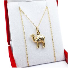 Conjunto Oro 18 K Cadena 45 Cm + Dije Camello Dromedario 1,6Gr
