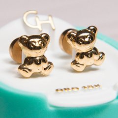 Aros Abridores De Oro 18kt Marca Ch Bolita Oso Osito Tic 18k 92,82 #160
